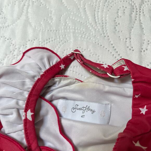 SweetHoney One Piece Red Stars Swim Suit Size 4T - Picture 6 of 6
